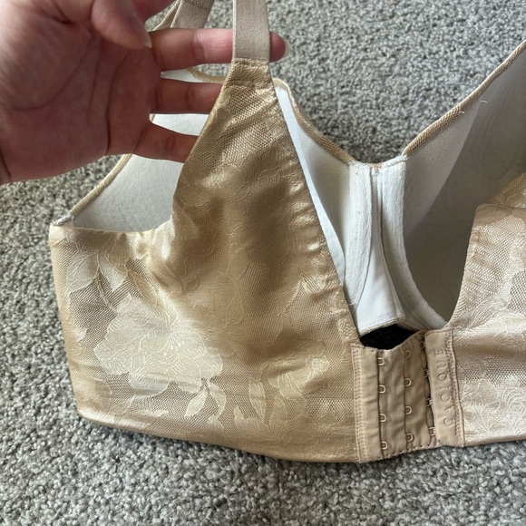 Cacique Tan Floral Lace Lightly Line Balconette Bra Adjustable Straps 42F - Picture 13 of 14
